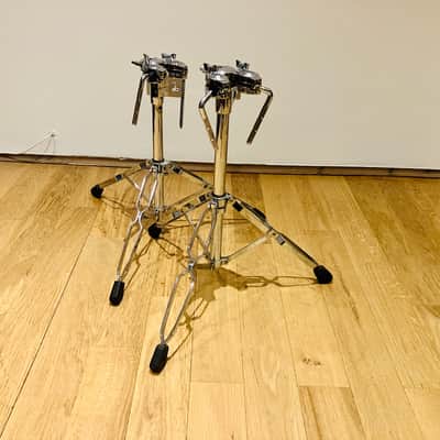 DW DWCP9900 9000 Series Heavy Duty Double-Braced Dual Tom Stands 2000s - Chrome (PAIR) image 1