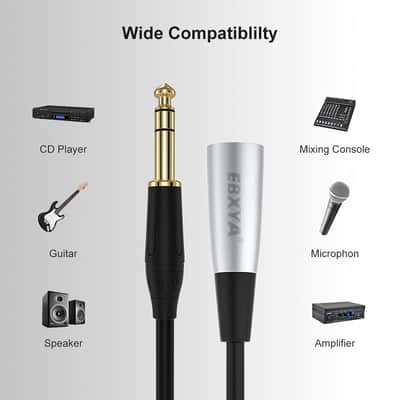 XLR to Jack 6.35mm 1/4inch Male XLR to TRS 1M/3ft 2 Packs Microphone Cable with 3-Pin Balanced Interconnect Cord Patch Lead image 2