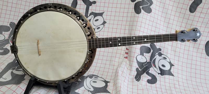 1920's? Slingerland Maybelle 17 fret Tenor Banjo, birdseye back, ornate sides image 1