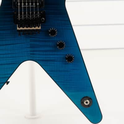 Dean Custom Shop USA ML Flame Top Floyd Firehouse Guitars Exclusive Electric Guitar, Ebony Fingerboard, Trans Blue Black Fade image 13