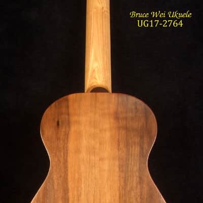 Handmade Tenor Ukulele, Solid Walnut, Bear Claw Spruce Top Tiger Inlay, Soft-bag, Bruce Wei UG17-2764 image 8