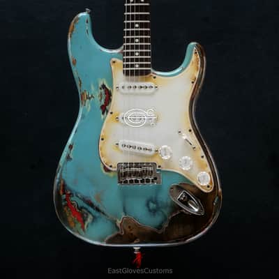 Fender Stratocaster 60th  Anniversary Daphne Blue Heavy Aged Relic by East Gloves Customs image 14