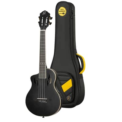 Ortega RTPS-U-SBK-L TourPlayer Series Spruce Top Mahogany Neck 4-String Tenor Electric Ukulele w/Gig Bag For Left Hand Player image 1