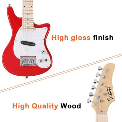 Glarry 30inch Mini Kids Electric Guitar Maple Fingerboard Red w/5W Amplifier image 4