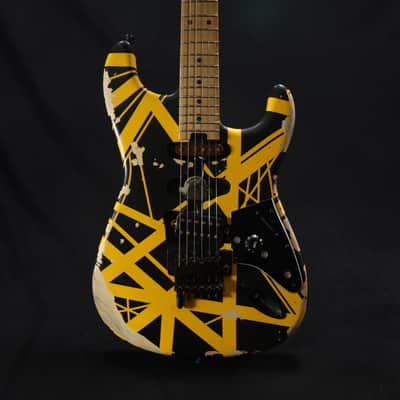 EVH Striped Series Frankenstein Frankie Electric Guitar - Black with Yellow Stripes, Relic 128 image 9