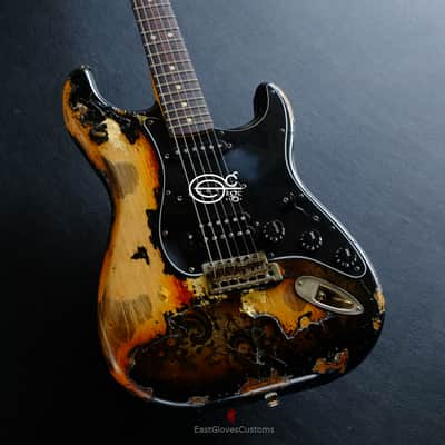 Fender Stratocaster FSR Paisley HSS Black/Gold Leaf Heavy Aged Relic (RARE) image 5
