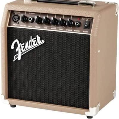 Fender Acoustasonic Guitar Amp for Acoustic Guitar, 15 Watts, with 2-Year Warranty 6 Inch Speaker, Dual Front-Panel inputs, 11.5Hx11.19Wx7.13D Inches, Tan image 3