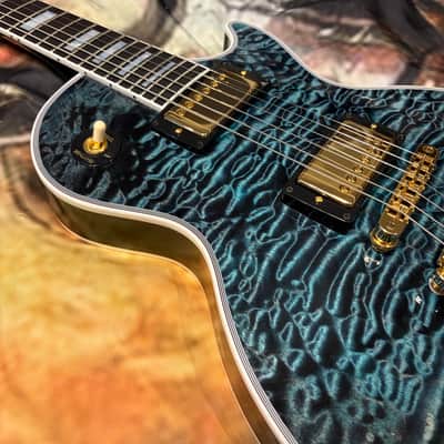QUILT 👵! 2025 Gibson Custom Shop Les Paul Custom 7A Quilt Top M2M Made To Measure Northen Lights Ebony Fretboard Special Order Figured F Q 5A 7A 1960 V2 Neck Nordic Blue Blueberry Cobalt Trans Aqua Custombucker Pickups Gold Hardware Full Gloss image 19