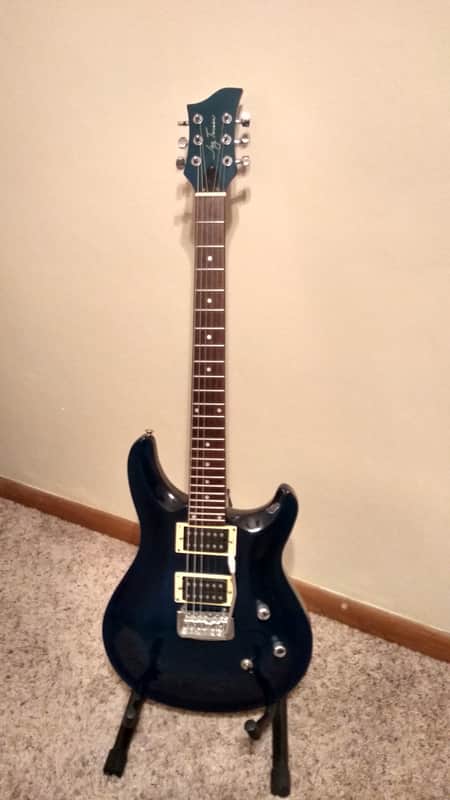 Jay Turser Double Cut Set Neck Dark Blue dual humbucker pickups image 1