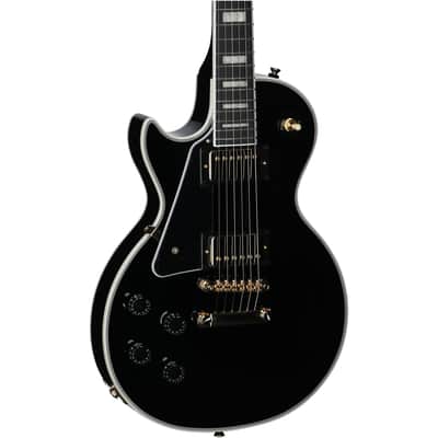 Epiphone Inspired by Gibson Les Paul Custom Electric Guitar, Left-Handed (with Gig Bag), Ebony image 8