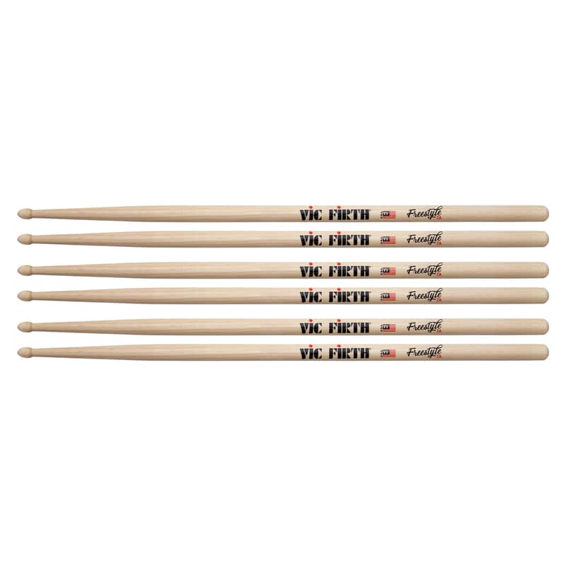 Vic Firth American Concept Freestyle 7A Wood Tip Drum Sticks (3 Pair Bundle) image 1