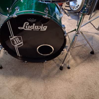 Ludwig Leedy Rogers Custom drum set 50's 60's 70's - Green sparkle image 7