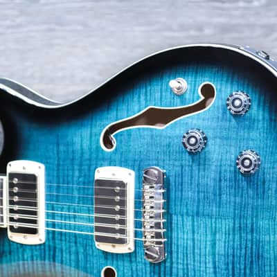 PRS SE Hollowbody II Piezo Peacock Blue Smokeburst Electric Guitar w/Case image 4