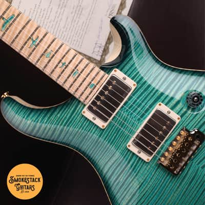 PRS 2016 Private Stock Custom 24 in Bahama Blue Smoked Burst w/Curly Maple Top, Swamp Ash Back & Backplates, Curly Maple Fretboard, Curly Maple Neck, Phase III Locking Tuners w/Curly Maple Buttons & Stained Curly Maple w/Paua Outline Inlays image 1