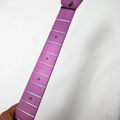 Matte Purple Guitar Strat Style Maple Wood Neck, 22 Frets Fingerboard Fretboard image 4