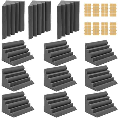 12 Pack Set 7" X 7" X 12" Acoustic Foam Bass Traps Corner Studio Foam with Adhesive Tape image 1