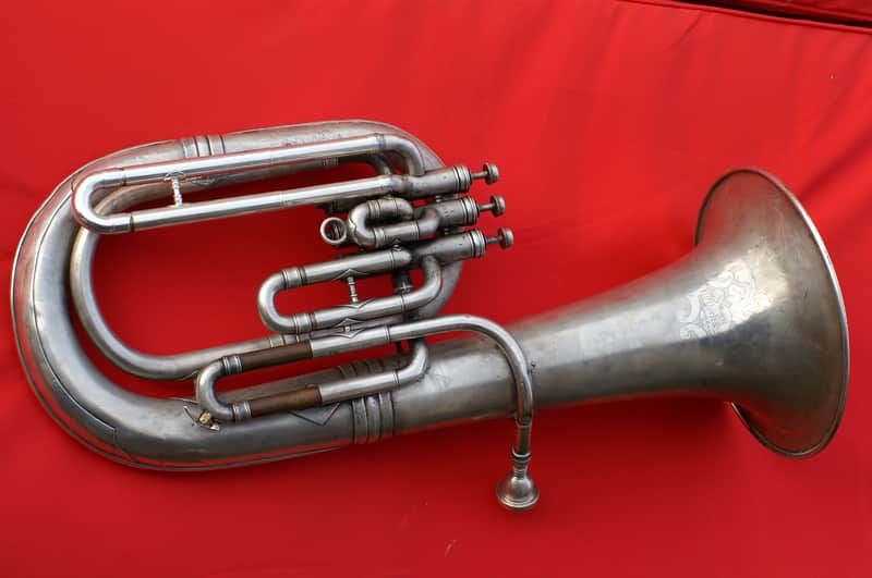York Baritone Horn. Modern Pitch. Amazing Tone. Silver Plate image 1