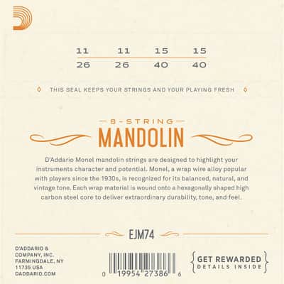 D'Addario EJM74 Monel Mandolin Strings, Medium, 11-40 image 2