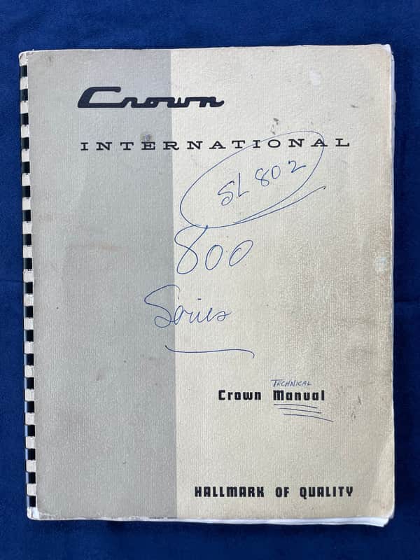 Vintage Crown 800 Series Audio Recorder Technical Manual SL802 image 1