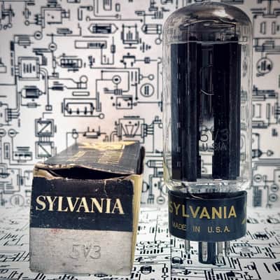 Sylvania 5V3 Rectifier Tube 1960 Black Plates - Tested image 1