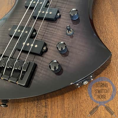 BC Rich Mockingbird Bass, Japan Edition, Black Flame Burst, 2000s image 5