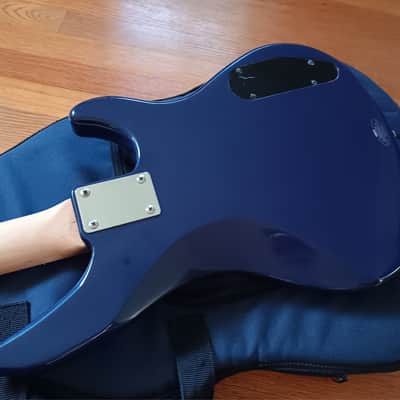 Vintage Yamaha RBX350 90s Lefty Left Handed Bass Guitar Blue Sparkle Levy Gig Bag image 11