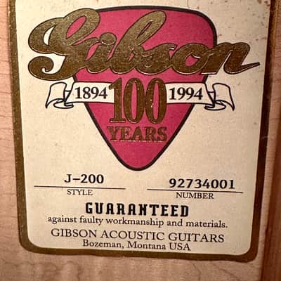 Gibson J-200 Limited Edition 100th Anniversary Model 1994 - Sunburst image 23