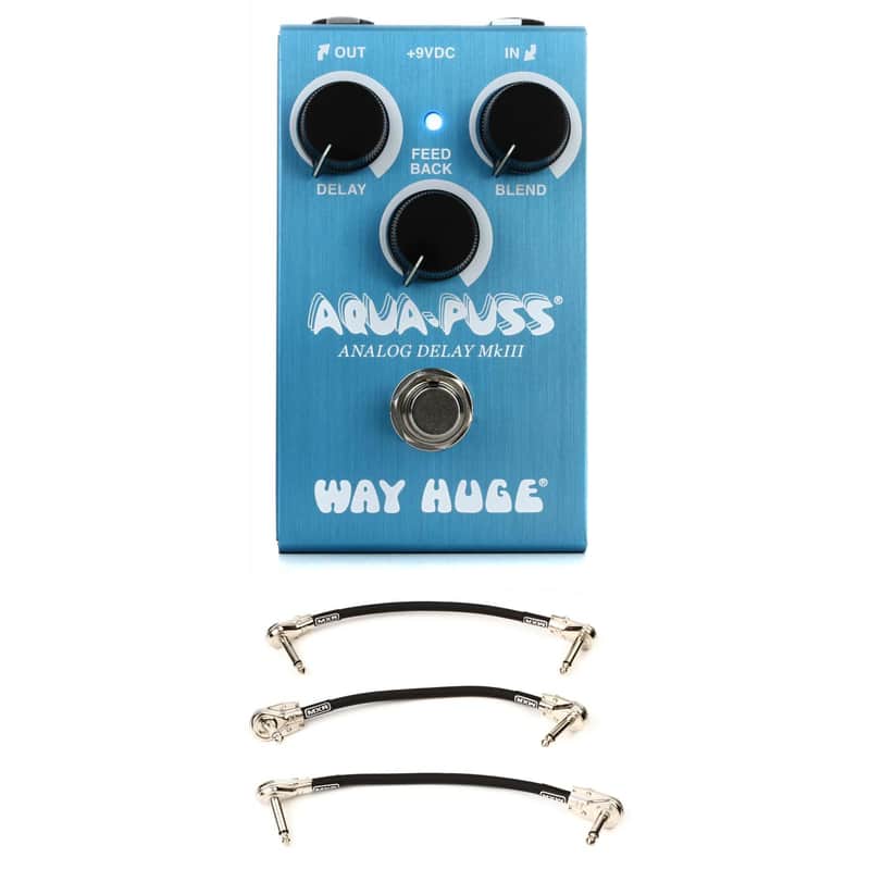 Way Huge Smalls Aqua Puss Analog Delay Pedal with 3 Patch Cables image 1