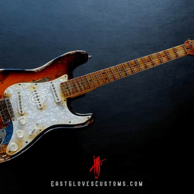 Fender Stratocaster 50th Anniversary Deluxe Series Sunburst Paisley/Pelham Blue Heavy Relic image 7