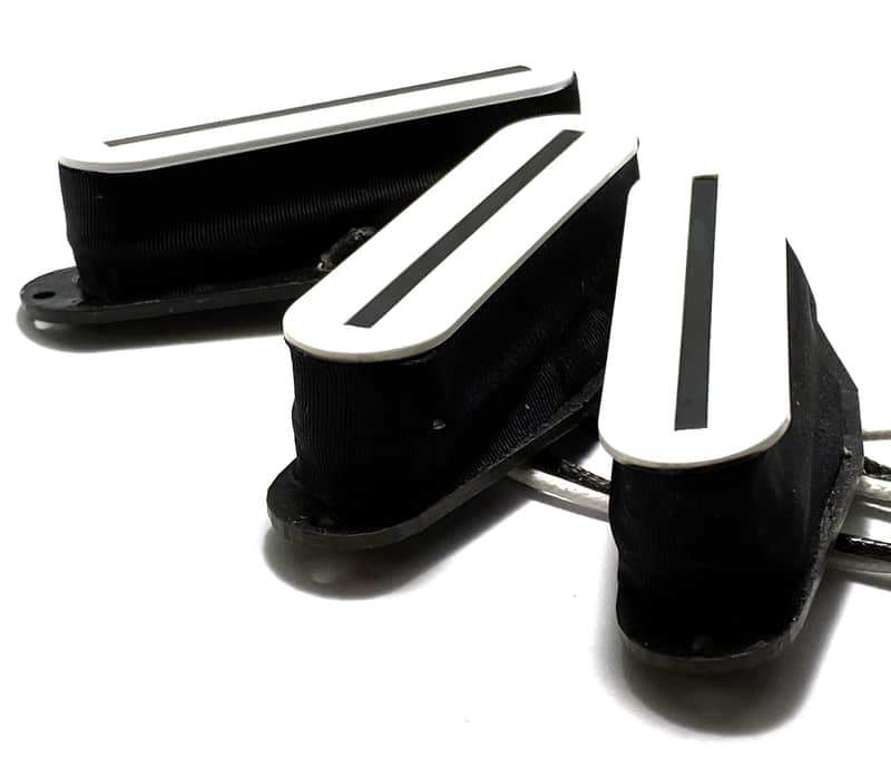 Dragonfire Oracle Rail Singles Set, Modern Ceramic Strat SSS Rail Pickups ~ White + Black Rails image 1