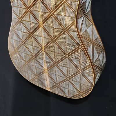 Blueberry Handmade Acoustic Guitar Dreadnought with Hand Carved Grooved Patterns image 10