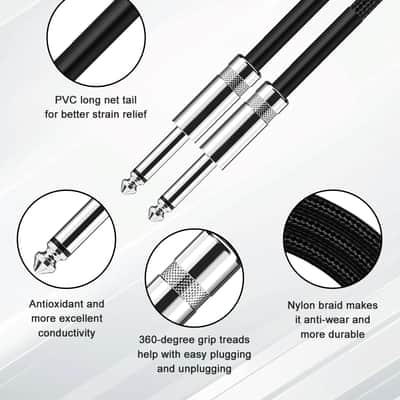 10ft Guitar Cable | 1/4 Inch Instrument Cord for Electric Guitar Bass Amp and Audio Equipment image 4