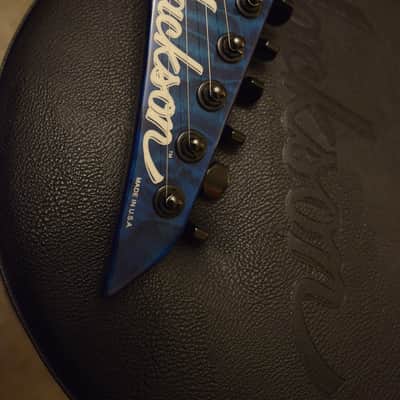 1985 USA Jackson San Dimas Custom Shop Kelly KE2 EMG 81 85 Floyd Rose Blue Quilt Quilted Maple Top image 12