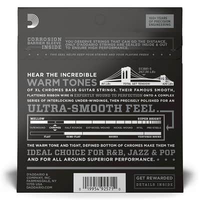 D'Addario ECB81-5 5-String Bass Guitar Strings, Light, 45-132, Long Scale image 3