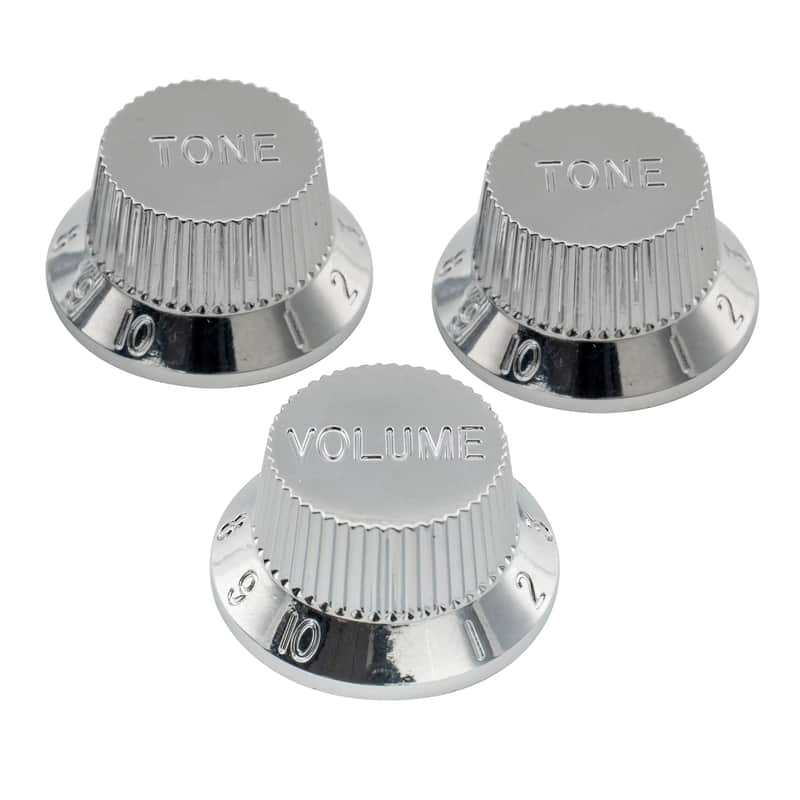 24 Splines 3pcs Chrome Guitar Strat Style Volume Tone Control Knobs image 1
