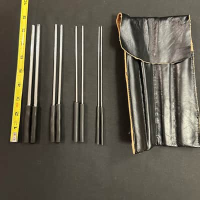 Triangle Beater Set, Homemade, 8 Piece (4 Pairs), 8" Length, w/Handmade Leather Case-EXCELLENT image 1