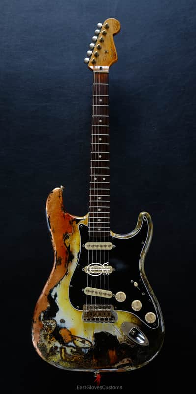 Fender Stratocaster Yellow/Copper Hot Lava Super Heavy Aged Relic by East Gloves Customs image 1