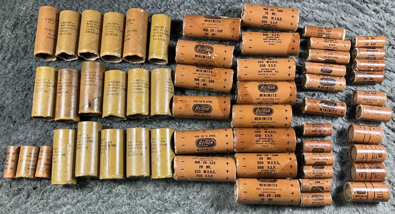 Fender- tube amp capacitor sleeves, Astron & Mallory, 1960's image 1