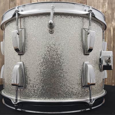 60's Ludwig Keystone Badge 13"x9" Super Classic Silver Sparkle Tom image 4