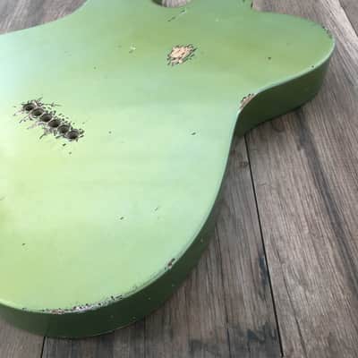 FRANCHIN Mars guitar body Relic Aged Lake Placid Blue Metallic turned green 100% Nitro Lacquer Cracks SS Basswood Telecaster-Tele-T-Style Made in Italy - Stock piece #22350826 image 15