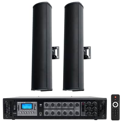 Rockville RCS180-6 70v Commercial Bluetooth Amplifier + (2) Line Array Speakers image 1