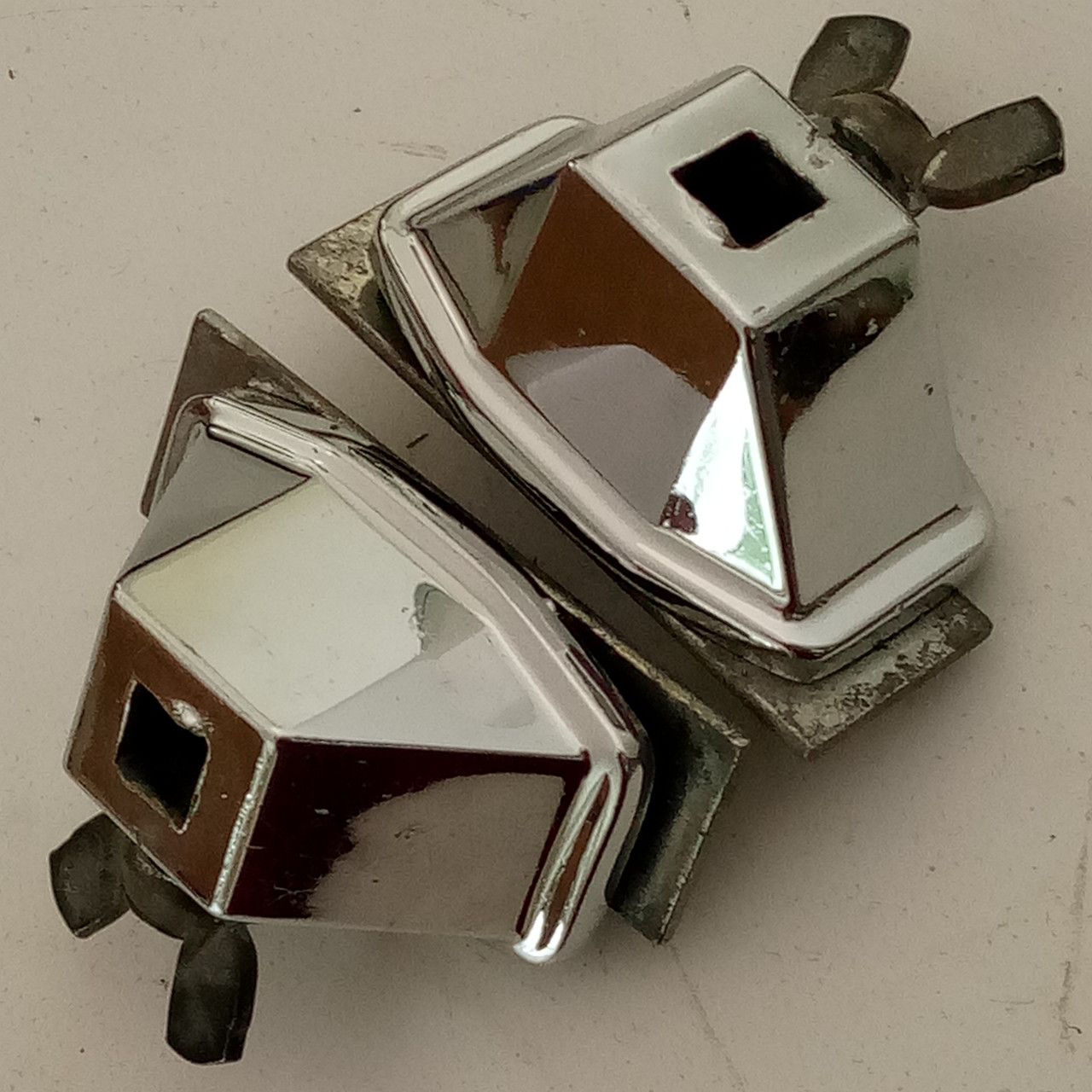 Ludwig Bass Drum Spur Mounts Super Classic Chrome 3/8"Smaller Square Vintage 70s — main photograph