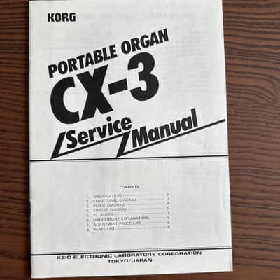 Korg Service Manual for CX-3 Portable Organ 1979-1982