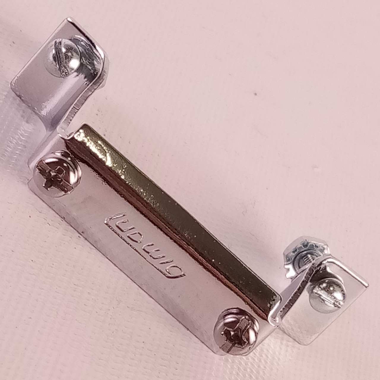 Ludwig Block Logo Butt Plate Snare Drum Hardware Chrome 80s Vintage USA P32 Part — main photograph