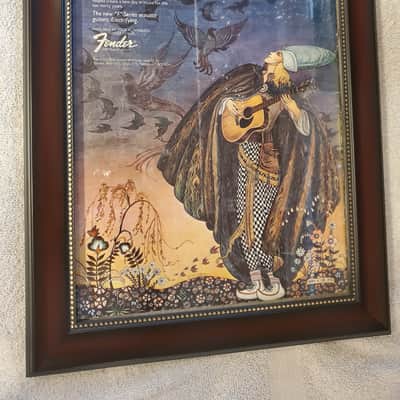 1974 Fender Guitars Color Promotional Ad Framed F Series Fender Acoustics Original