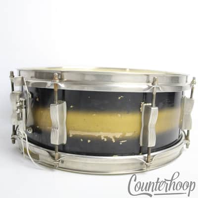 *Ludwig WFL 14x5"Jazz Festival Snare Drum Black/Gold Duco Brass Rims Vintage 50s image 4