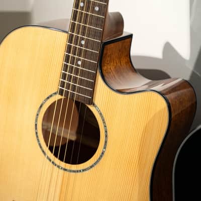 Cort EARTH60CENAT Earth Series Dreadnought Venetian Cutaway Solid Spruce Top Mahogany Neck 6-String Acoustic-Electric Guitar image 9