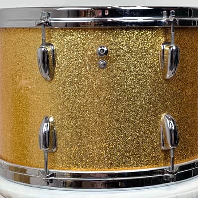 Slingerland 22/22/12/13/16/5.5x14" VIDEO Vintage 60's Drum Set - Gold Sparkle image 18