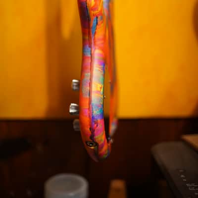 Unbranded Short Scale Headless Bass guitar - Matte UV Reactive Paint image 8
