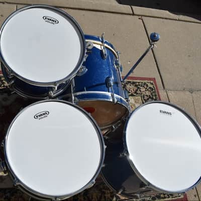 Vintage Pearl Kit "Tempro"  Drum Set with Snare in Blue Sparkle 20, 14, 12, 16 image 13